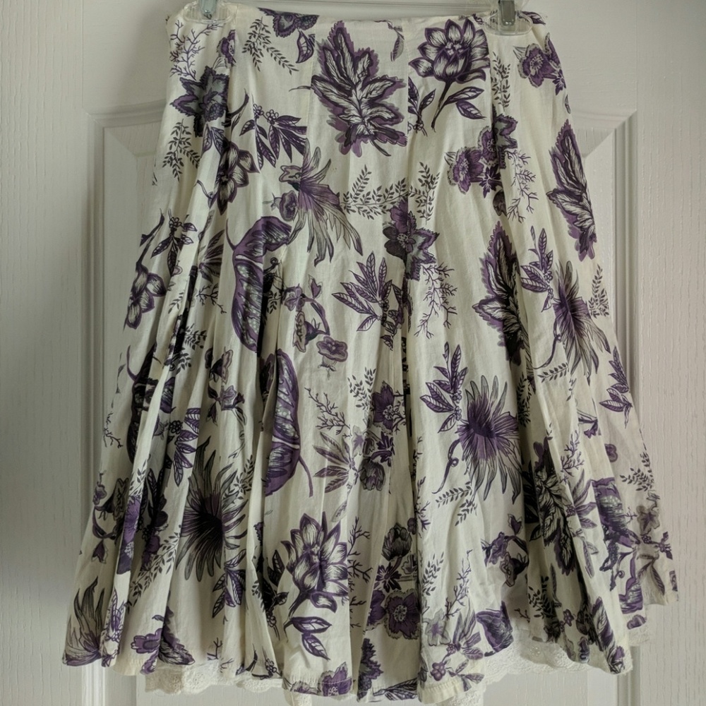 Purple and off white floral skirt